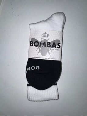 Bombas White and Black Calf Socks